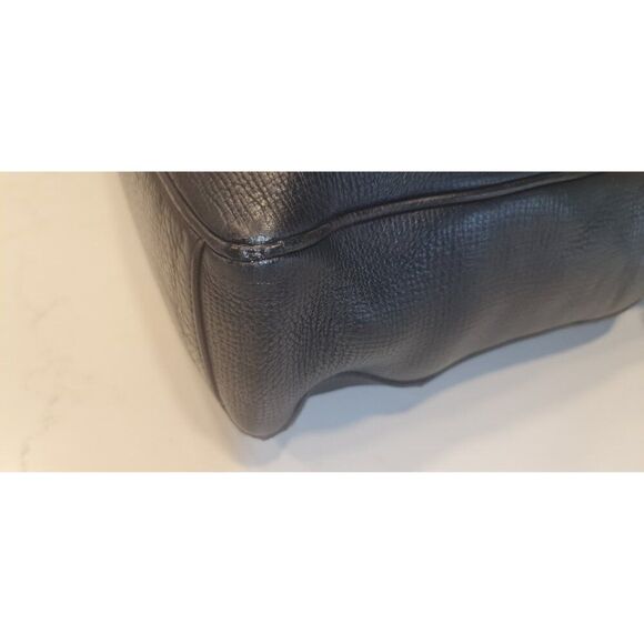 BALLY MIKAEL Black Textured Pebbled Leather Top Handles Tote Bag Medium Travel - Picture 14 of 16